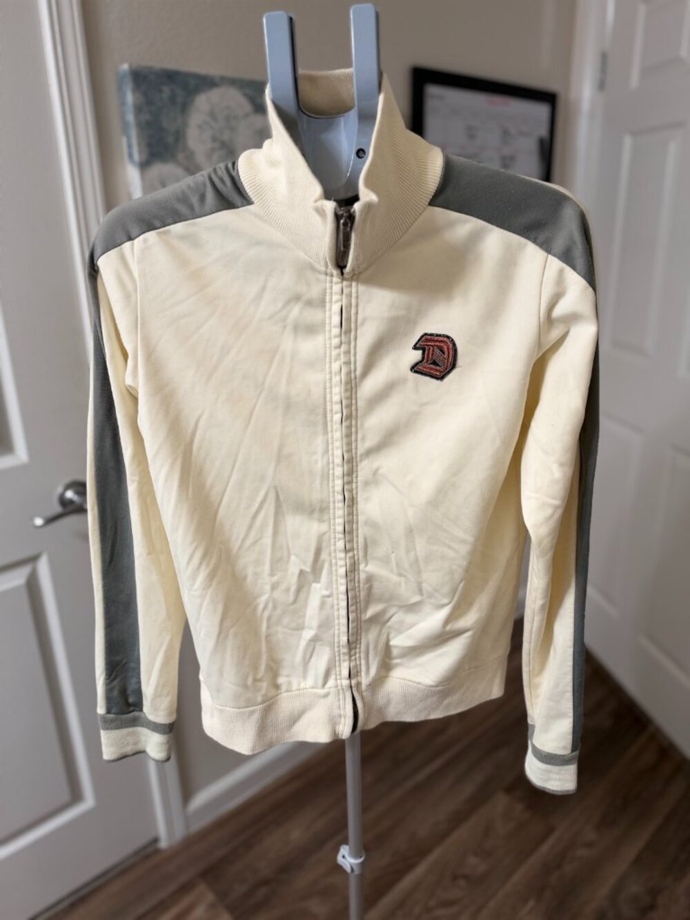 Diesel Zip-Up Track Jacket Women's M Cream Gray
